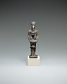 Individual holding a Maat bust on a stand, Bronze or cupreous alloy