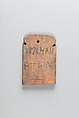 Mummy label of Pleni, age 60, Wood, ink