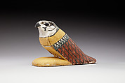 Falcon figurine from a coffin or box, Wood, gesso, paint