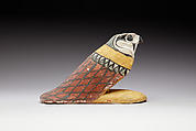 Falcon figurine from a coffin or box, Wood, gesso, paint