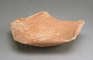 Dish with a folded rim, Pottery, hematite wash