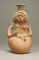 Jar in the Form of a Woman Playing a Lyre, Pottery, paint