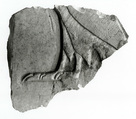 Raised relief fragment depicting a hieroglyph, Limestone, varnish