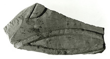 Raised relief fragment with hieroglyphs, Limestone, varnish