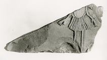 Raised relief fragment, Limestone, varnish