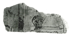 Raised relief fragment, Limestone, varnish