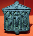 Plaque representing a Greco-Roman type temple with Corinthian columns, Bronze or copper alloy