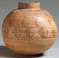 Spherical jar with four rows of painted decoration, Pottery, paint