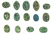 Scarab with Lion-headed Goddess Protecting Maatkare, Steatite (glazed)