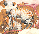 Ibex and Dog from the Tomb of Qenamun, Nina de Garis Davies, Tempera on paper