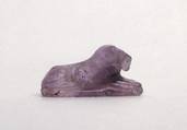 Lion Amulet, Perforated Lengthwise, Inscribed with the Name of Senwosret I and the Epithet "Beloved by the Souls [Ancient Rulers or Gods] of Heliopolis", Amethyst