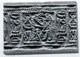 Cylinder seal with falcon headed figure, Steatite (glazed)