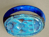 Finger Ring with prenomen of Tutankhamun, Blue faience