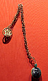 Chain with two pendants, gold, onyx, green stone or glass