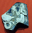 Cameo fragment from a kantharos (drinking cup) with an Egyptianizing scene, glass, white on blue