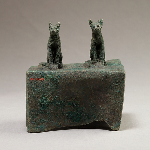 Two cats surmounting a box for an animal mummy by an unrecorded maker, The Metropolitan Museum of Art