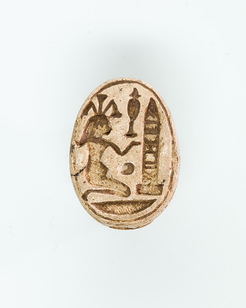 Scarab with kneeling Nile god before obelisk by an unrecorded maker, The Metropolitan Museum of Art