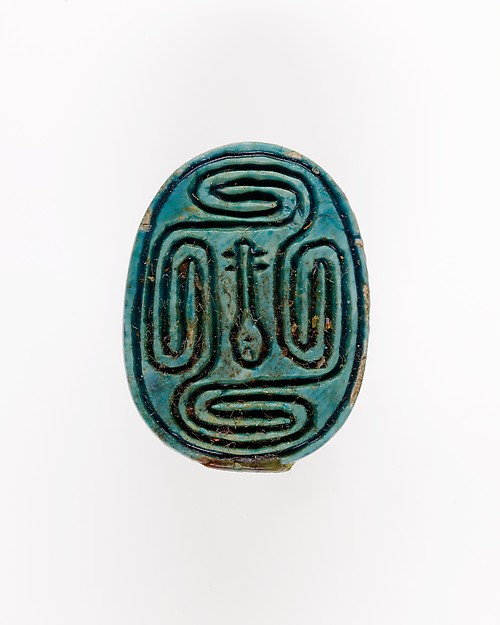 Scarab Incised with Nefer Sign in Scroll Border