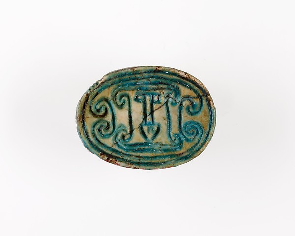 Scarab Incised with Nefer Sign and Scrolls