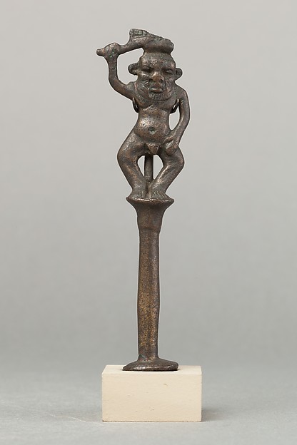 Bes on a column holding a knife, 664–30 BCE