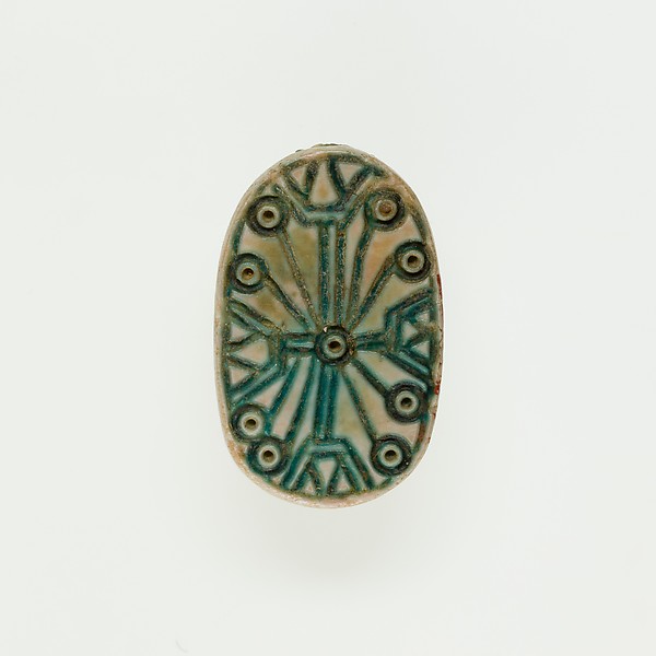 Scarab Incised with Circles and Lotus Flowers