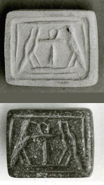 Stamp Seal Inscribed With An Ankh Between Two Falcons