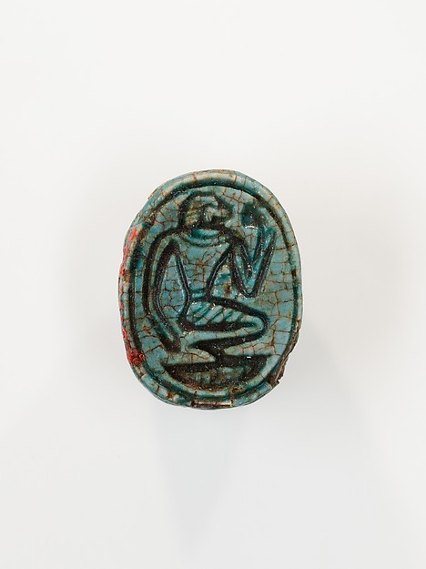 Scarab depicting a kneeling man (?) by an unrecorded maker, The Metropolitan Museum of Art