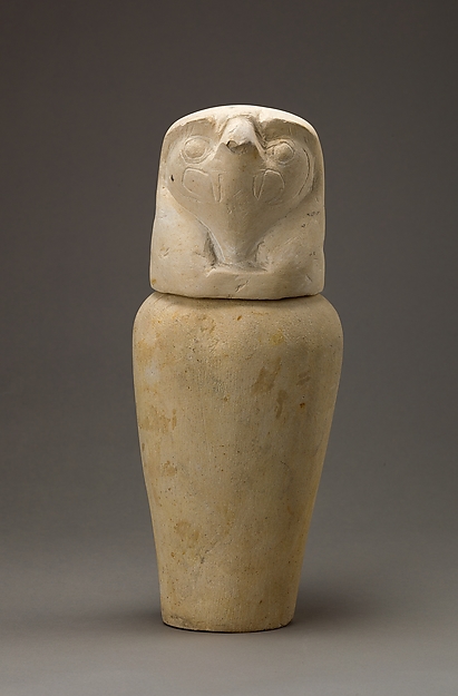 Canopic jar with falcon head