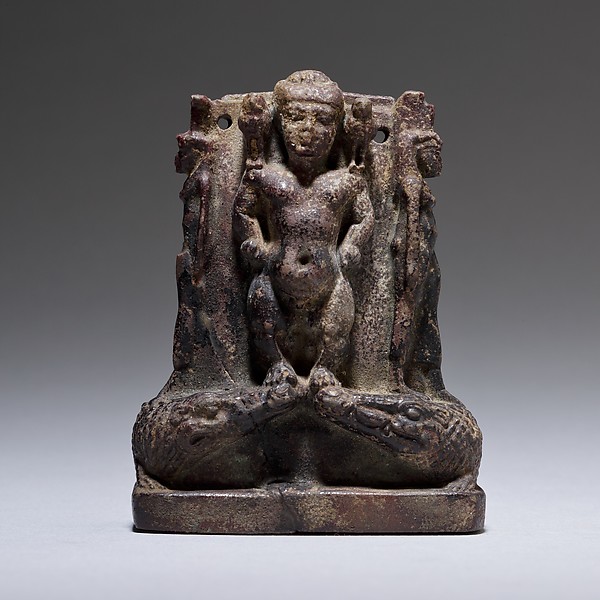 Cippus (magical stela) where Pataikos replaces Horus on the crocodiles and is flanked by Isis and Nephthys