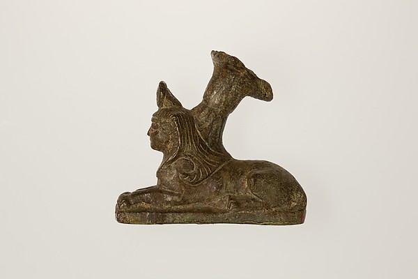Sphinx-shaped foot of vessel, ca. 150 BCE–150 CE