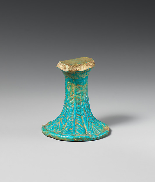 Stem of lotiform goblet with palm fronds in relief