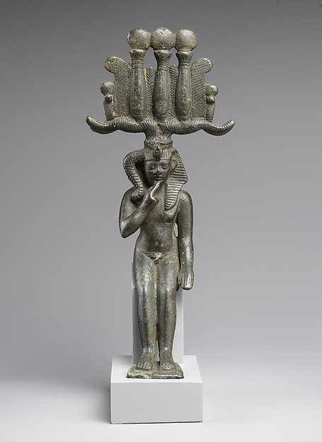 Child god in <em>nemes</em> and <em>hemhem</em> crown