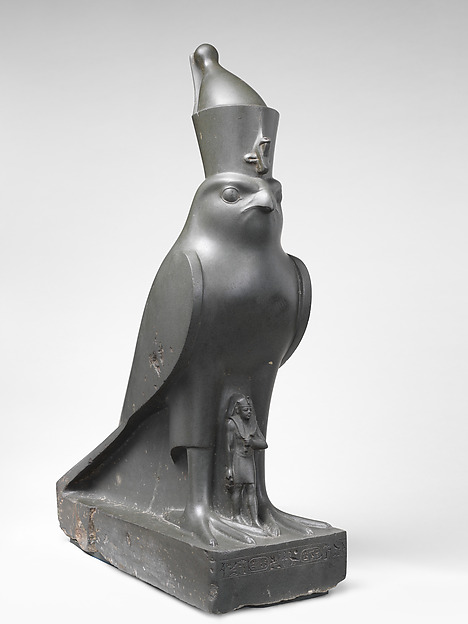 Statue of Horus as a falcon protecting King Nectanebo II