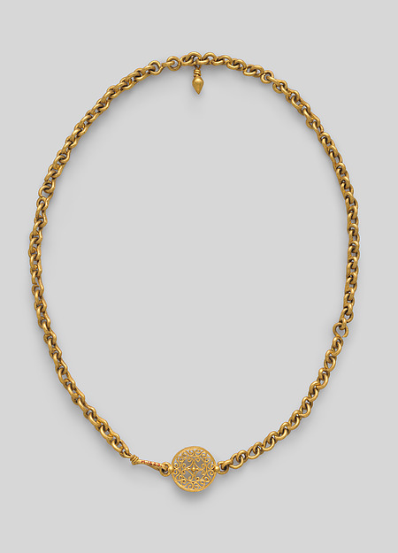 Necklace with ornate clasp ornament and a small drop pendant by an unrecorded maker, The Metropolitan Museum of Art