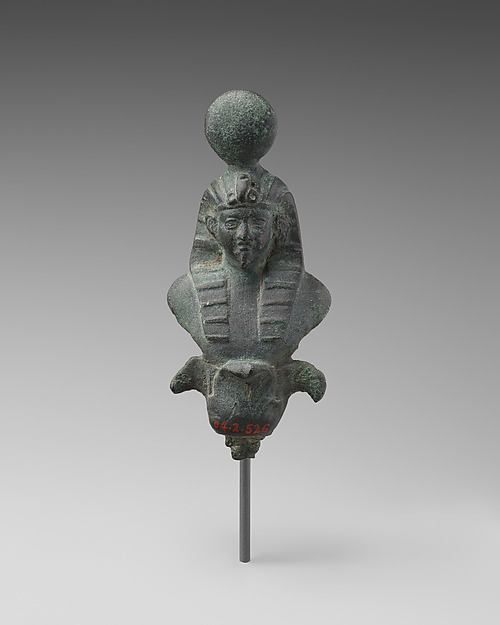 Finial with nemes and crowned figure, probably Osiris by an unrecorded maker, The Metropolitan Museum of Art
