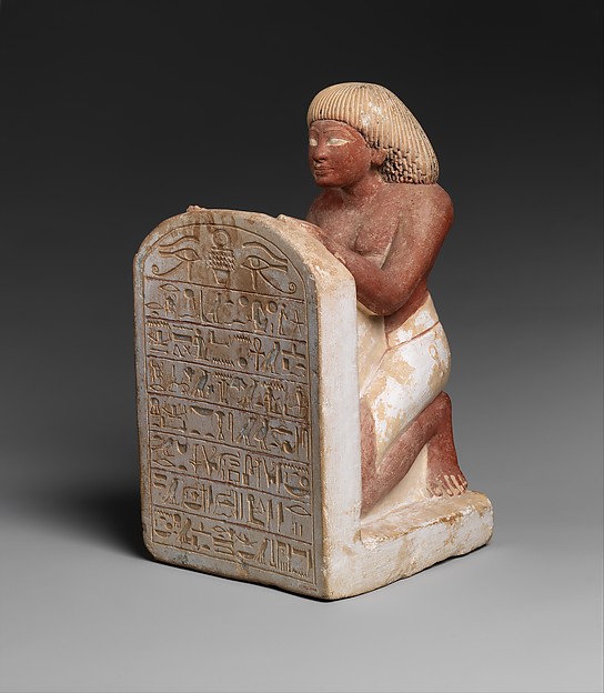 Statue of Roy Chanting the Solar Hymn Written on His Stela
