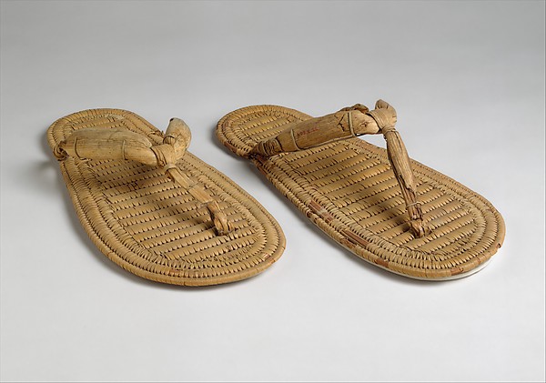 Ancient Egyptian woven papyrus sandals, an early form of shoe cushioning