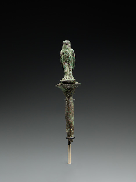 Horus falcon on papyrus stem