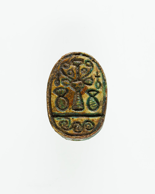 Scarab with Hieroglyphs and Hathor Sistrum