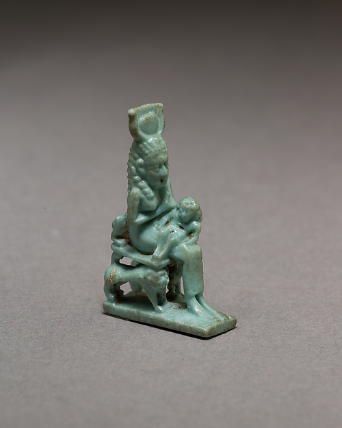 Isis nursing Horus on throne supported by striding lions by an unrecorded maker, The Metropolitan Museum of Art
