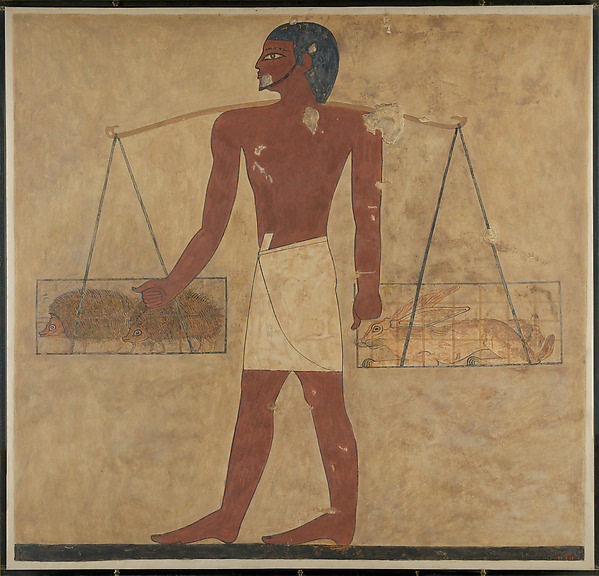 Man Transporting a Hedgehog and a Hare, Tomb of Khnumhotep