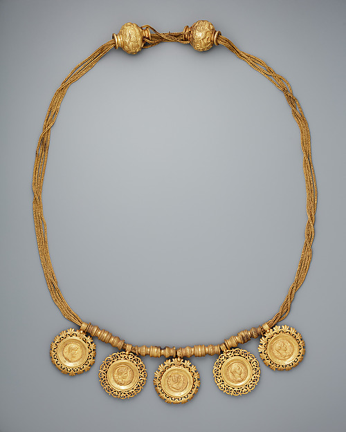 Collar with medallions containing coins of emperors