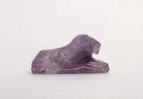 Lion Amulet, Perforated Lengthwise, Inscribed with the Name of Senwosret I and the Epithet "Beloved by the Souls [Ancient Rulers or Gods] of Heliopolis"