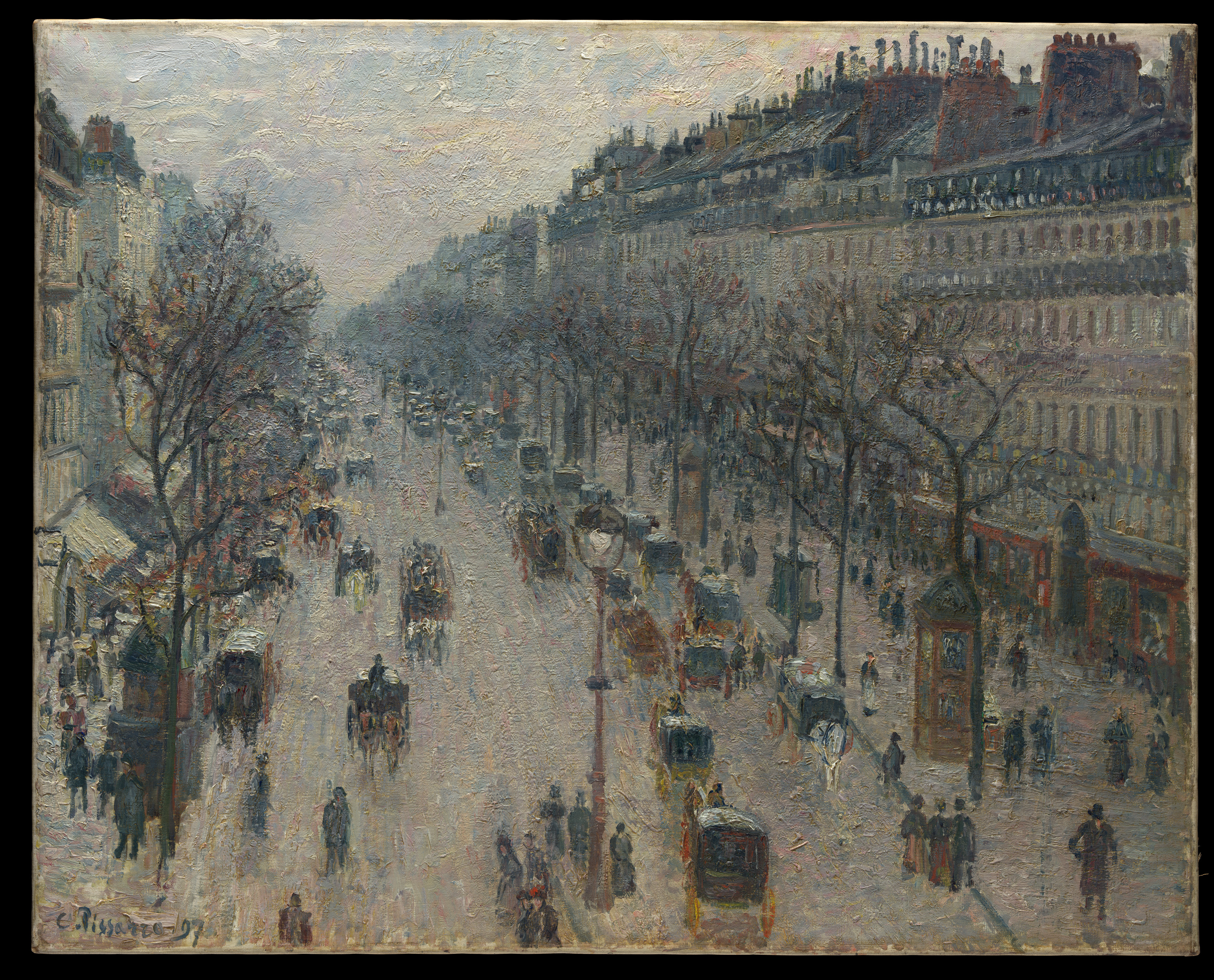 Painter Of The Night 114 Camille Pissarro | The Boulevard Montmartre on a Winter Morning | The  Metropolitan Museum of Art