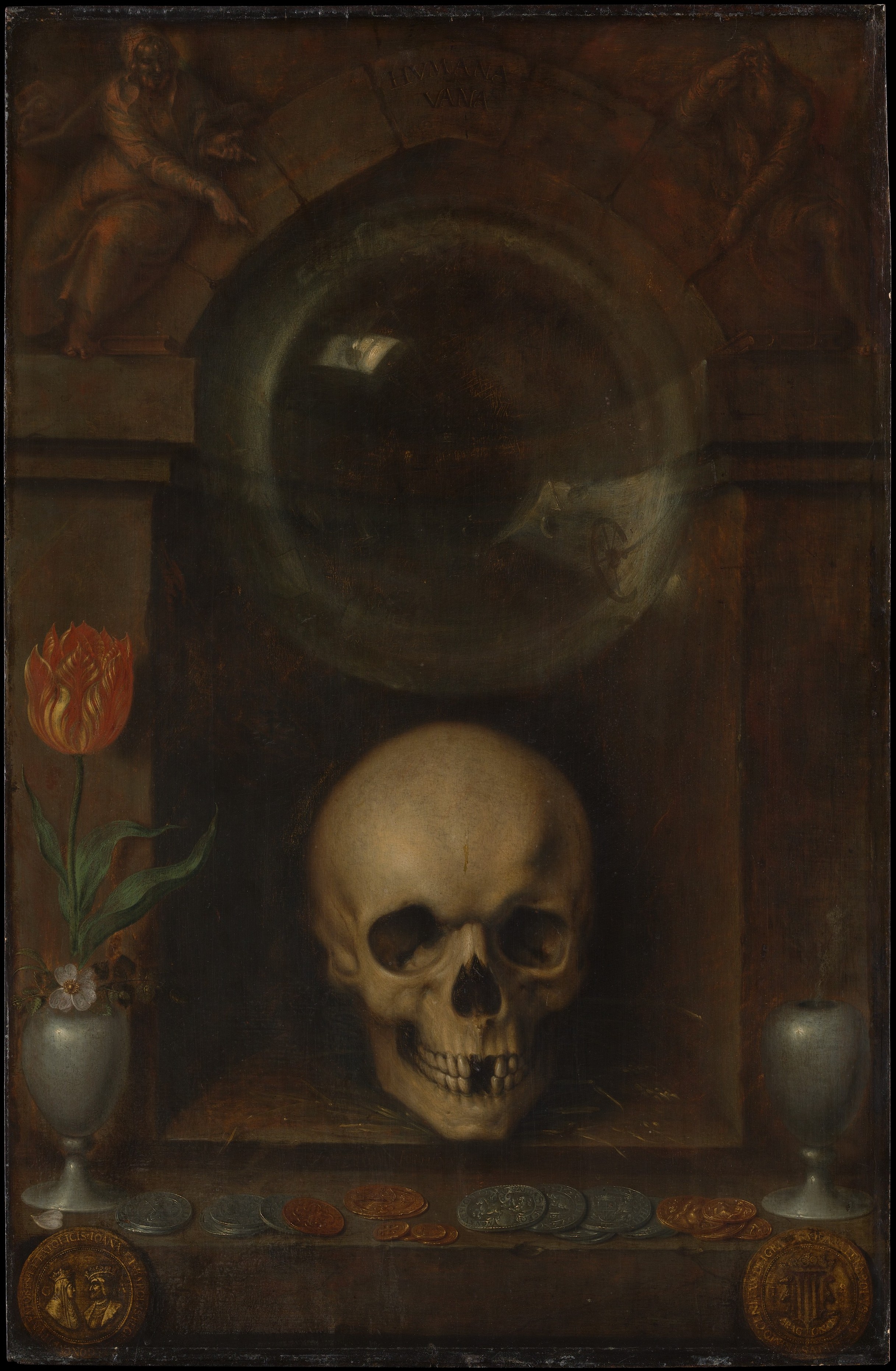 Painting bonnecroy Vanitas Still Life with skull Framed Art Print 12x16 inch 