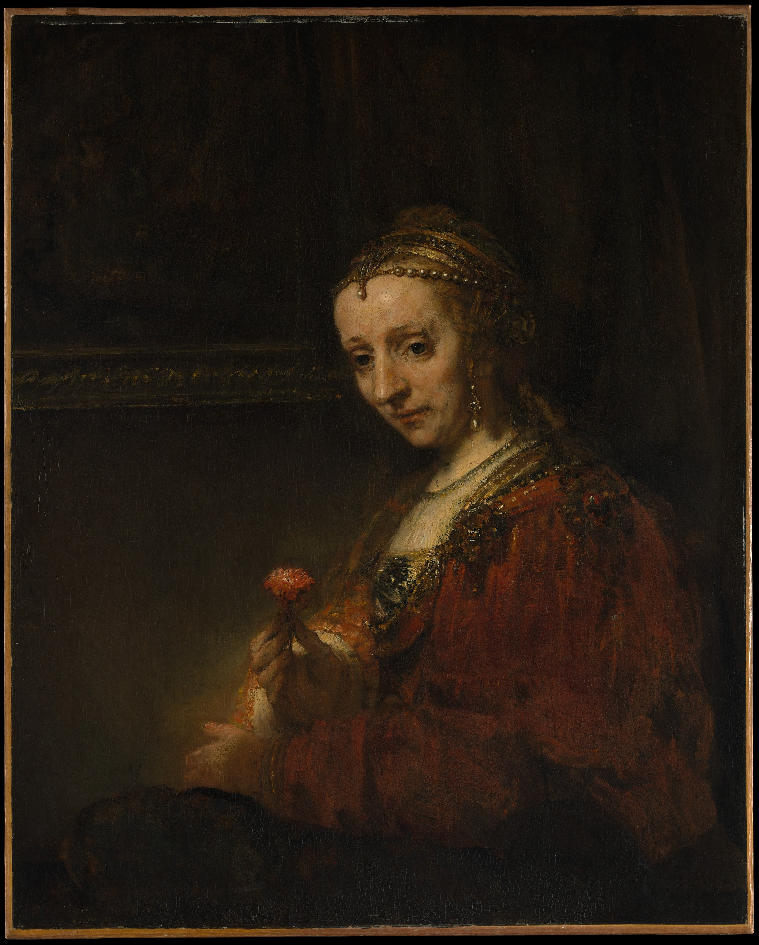 Rembrandt Rembrandt Van Rijn Woman With A Pink The Met