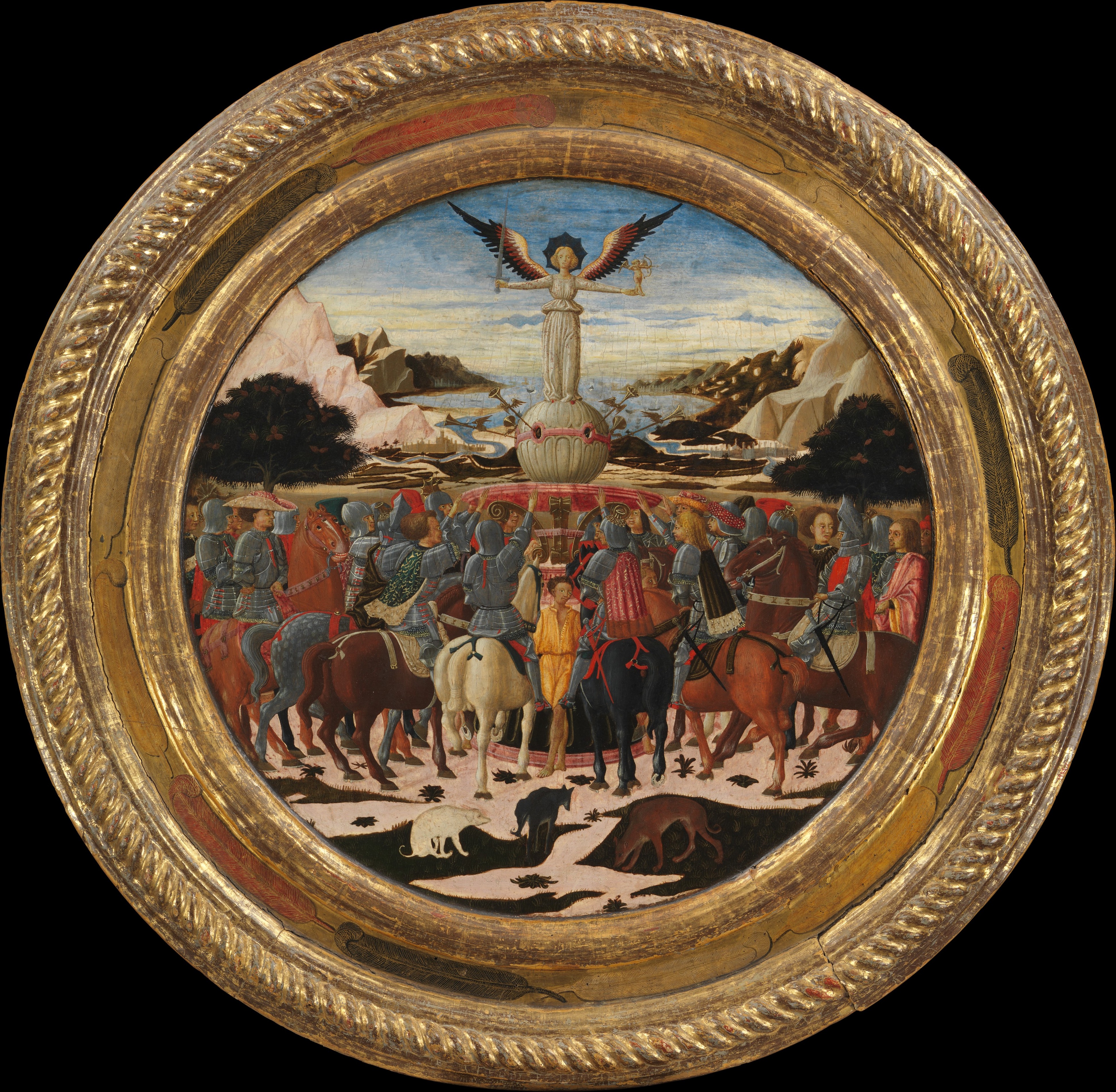 Giovanni di ser Giovanni Guidi (called Scheggia), The Triumph of Fame;  (reverse) Impresa of the Medici Family and Arms of the Medici and  Tornabuoni Families