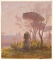 Garden of the Villa Medici, Rome, Jean-Achille Benouville French, Oil on paper