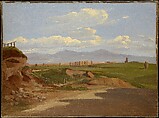 View in the Roman Campagna, Ernest-Joachim Dumax  French, Oil on paper