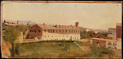 View from the Villa Medici, Rome, French Painter French, Oil on paper, laid down on illustration board